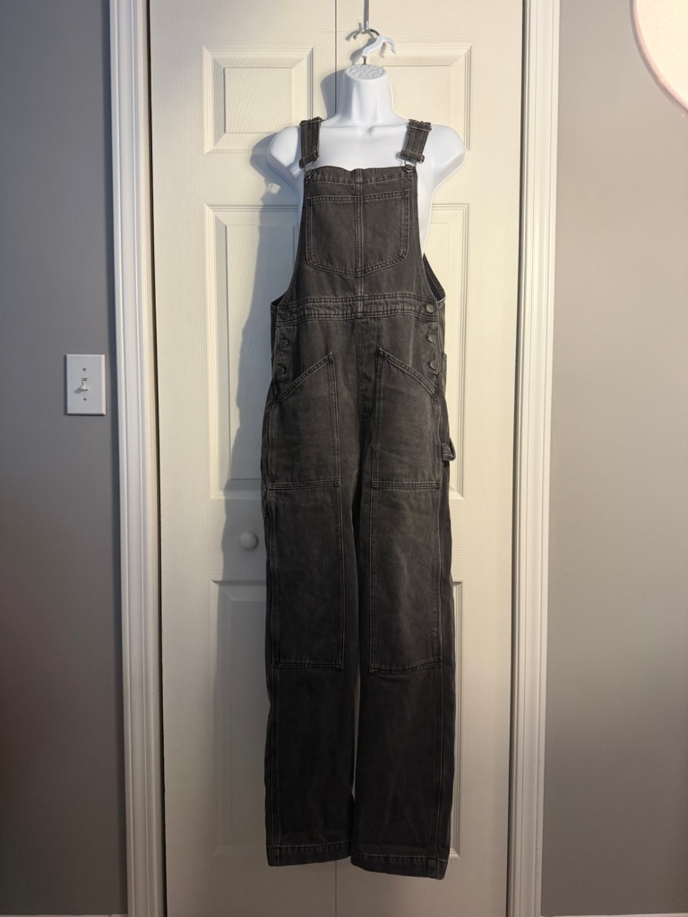 Madewell Denim Oversized Carpenter Overalls in Hartwell Wash size small gray - Picture 2 of 13